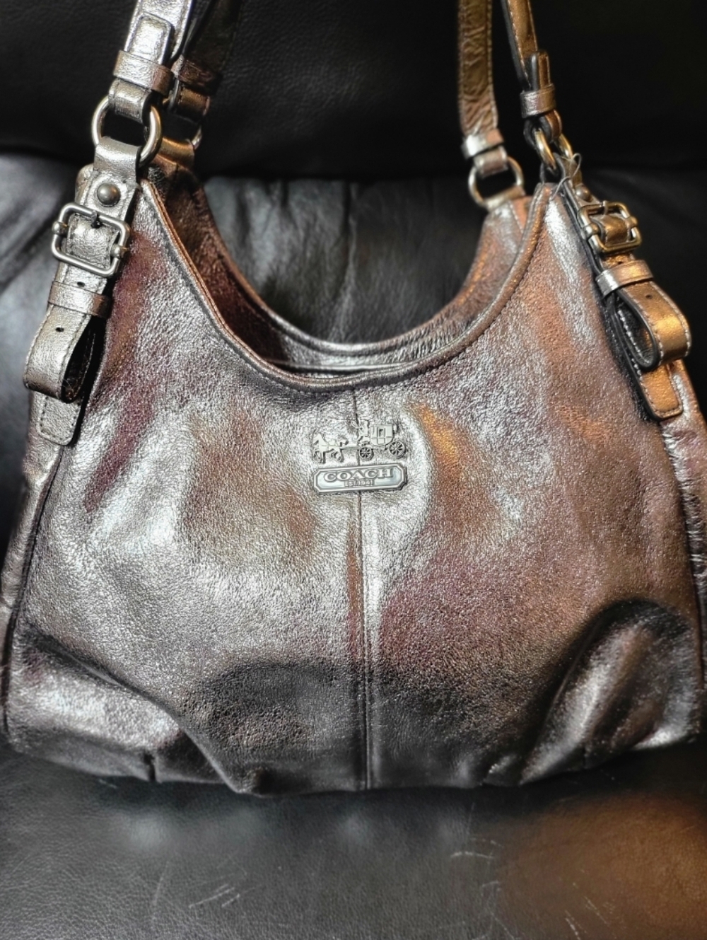 NEW Coach Madison Maggie Shimmering Silver Shoulder Bag Vintage NWOT - Picture 2 of 16